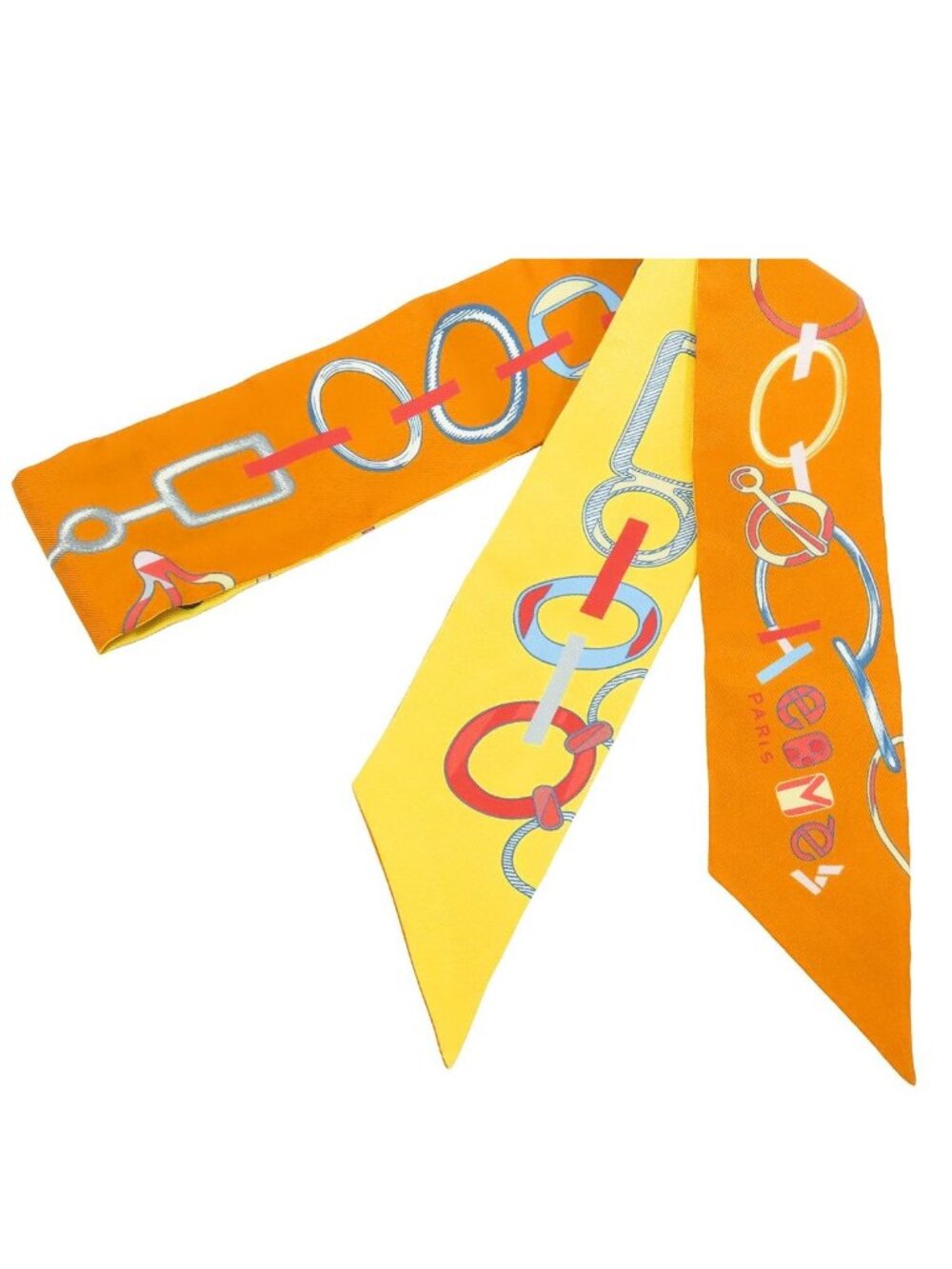 Hermes Twilly Orange Cui Rouge Silk Do Re Boucle Scarf